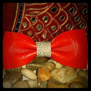 Handmade genuine leather bow tie